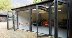 Bi Folding Doors gives this garage in the New Forest a 'something special' appearance