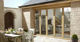 A 5 part bi fold door gives this courtyard a touch of clas